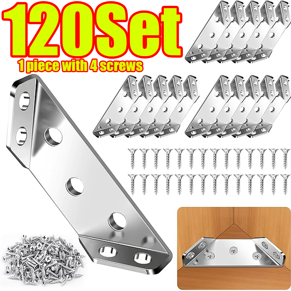 Furniture Hardware Connectors - 1-120Set Furniture Corner Connector Stainless Steel